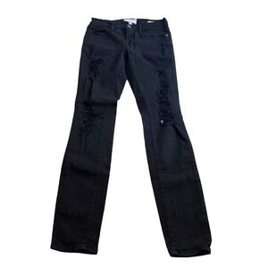 Frame Distressed Black Skinny Jeans Le Skinny de Jeanne Grunge Emo Size‎ 26